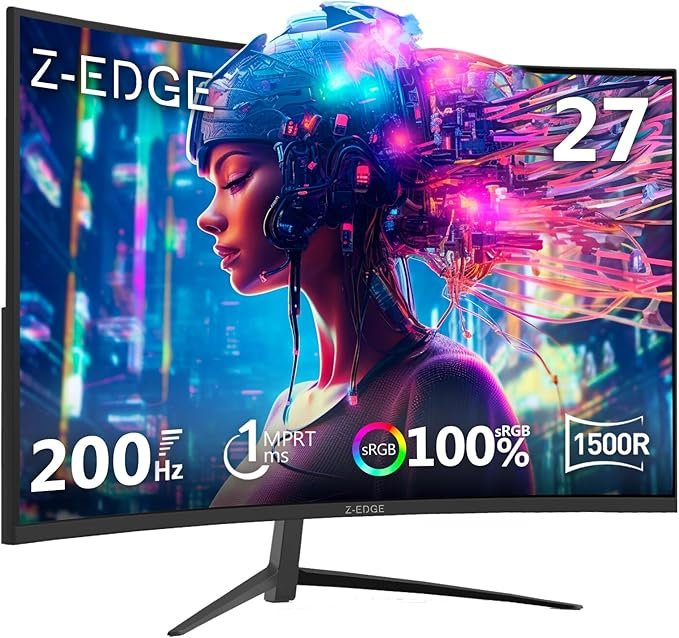 Monitor Gamer Curvo 27 polegadas Z-Edge, 200Hz, FHD 1080P