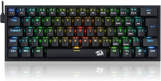 TECLADO MECÂNICO GAMER REDRAGON FIZZ RGB PRETO SWITCH MARROM K617-RGB-B (PT-BROWN)