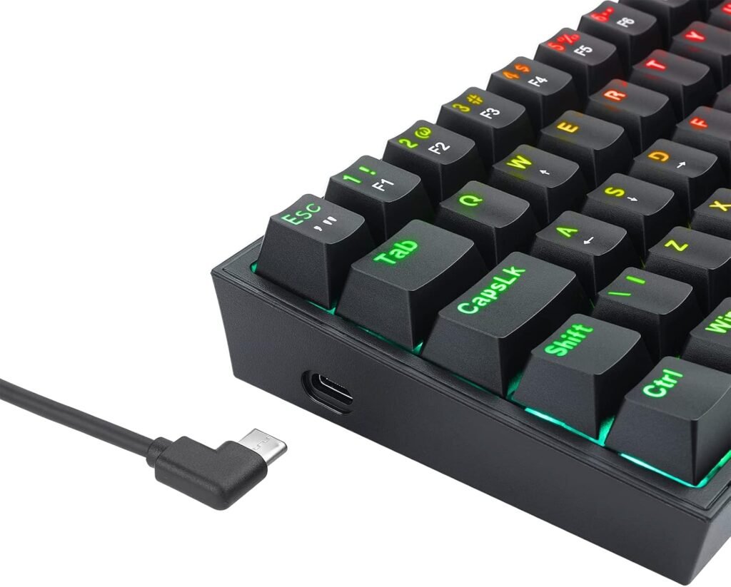 TECLADO MECÂNICO GAMER REDRAGON FIZZ RGB PRETO SWITCH MARROM K617-RGB-B