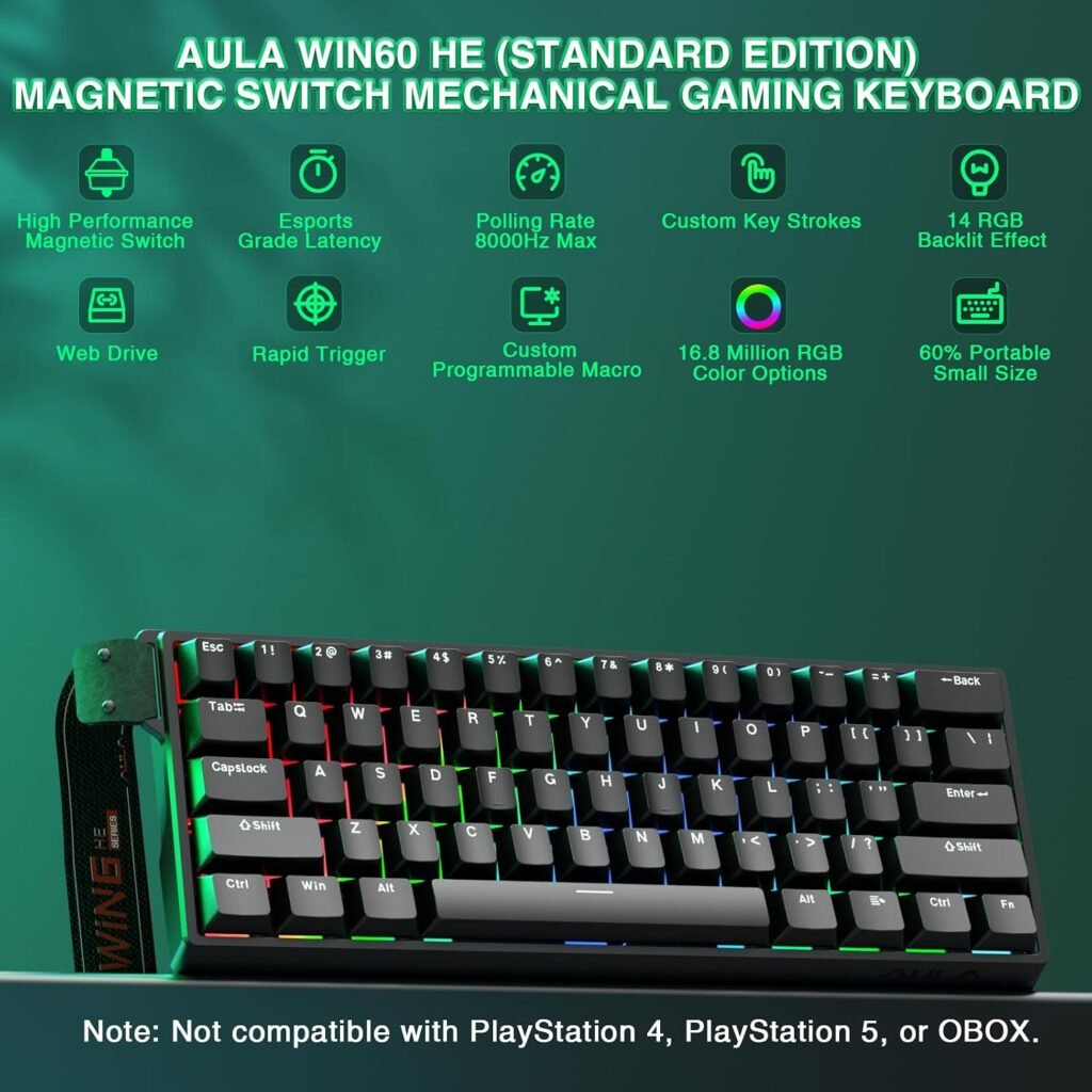 Teclado Mecânico Gamer AULA WIN60 HE, 60