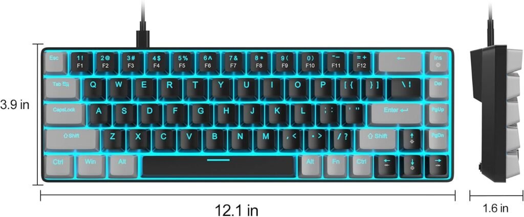 comprar MageGee Teclado portátil 60% mecânico para jogos, MK-Box LED retroiluminado compacto de 68 teclas