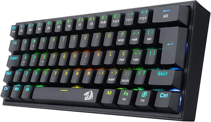 comprar TECLADO MECÂNICO GAMER REDRAGON FIZZ RGB PRETO SWITCH MARROM K617-RGB-B