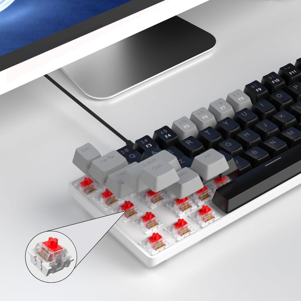 vale comprar o MageGee Teclado portátil 60% mecânico para jogos, MK-Box LED retroiluminado compacto de 68 teclas