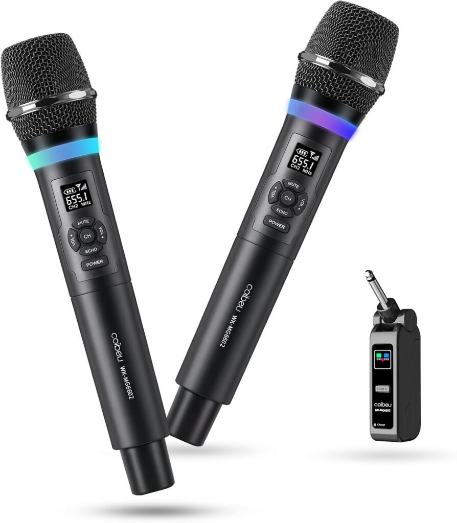 Microfone Sem Fio Universal com Receptor Giratório UHF RGB